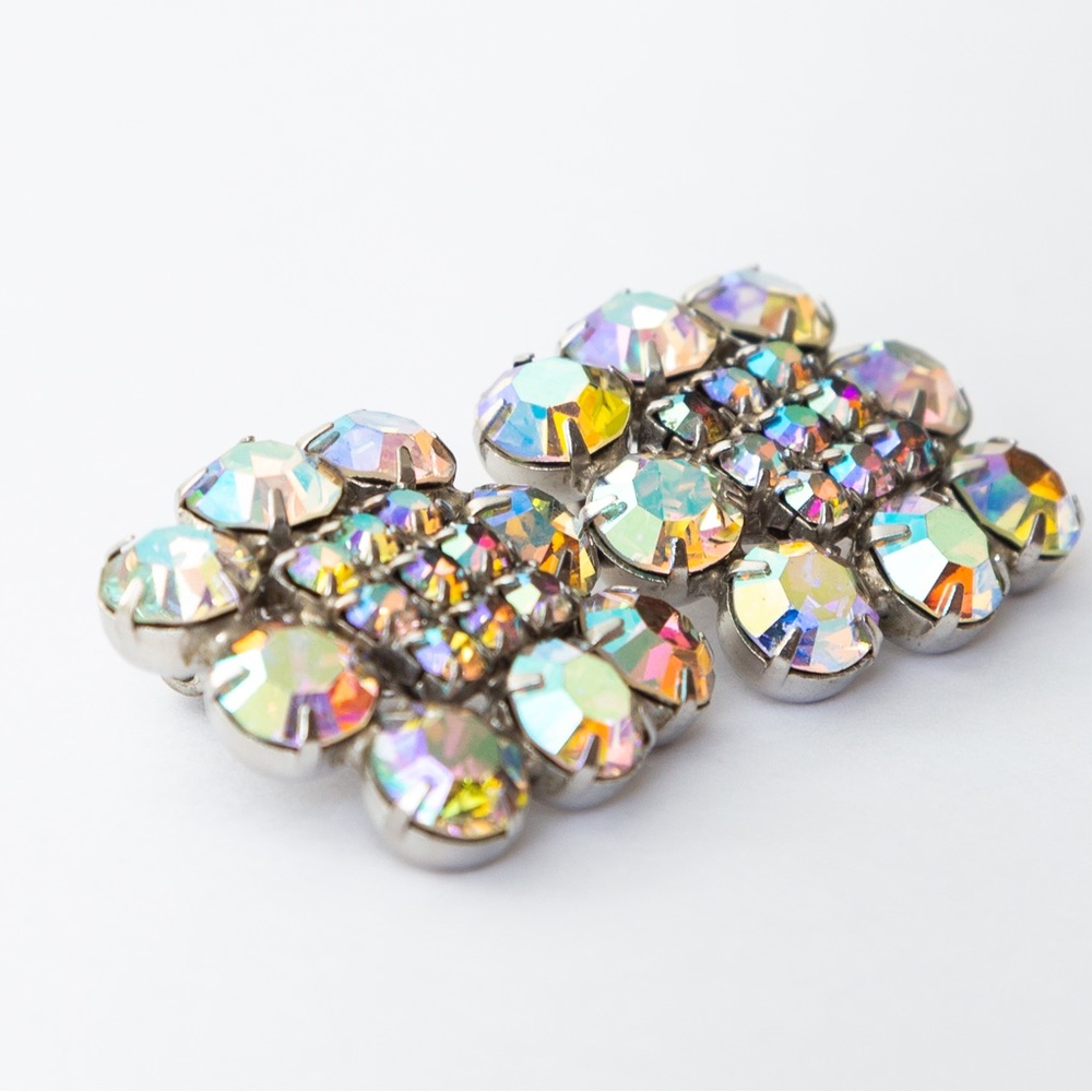 Vintage earrings 80s rhinestone earrings clip on earrings - Picture 2 of 10
